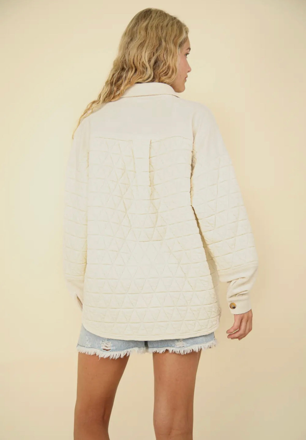 Oversized Quilted shaket Cream