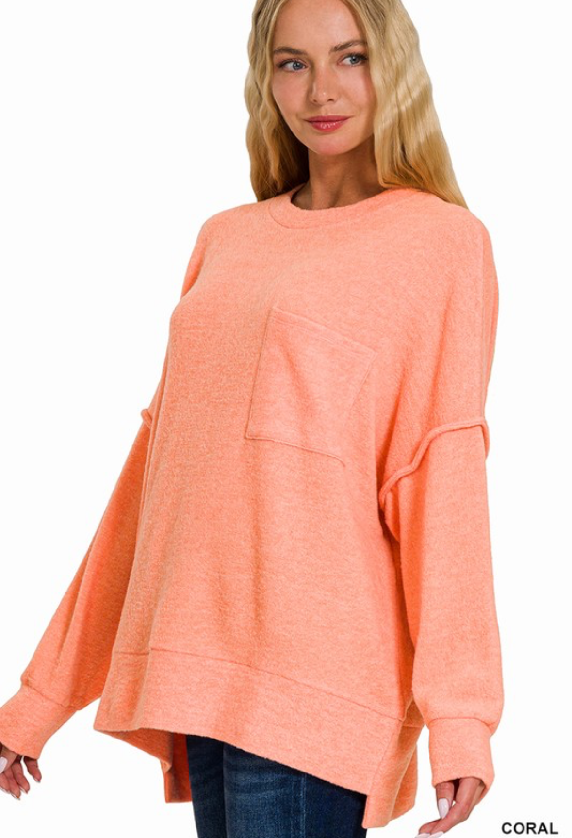 Orange Pocket Melange Sweater