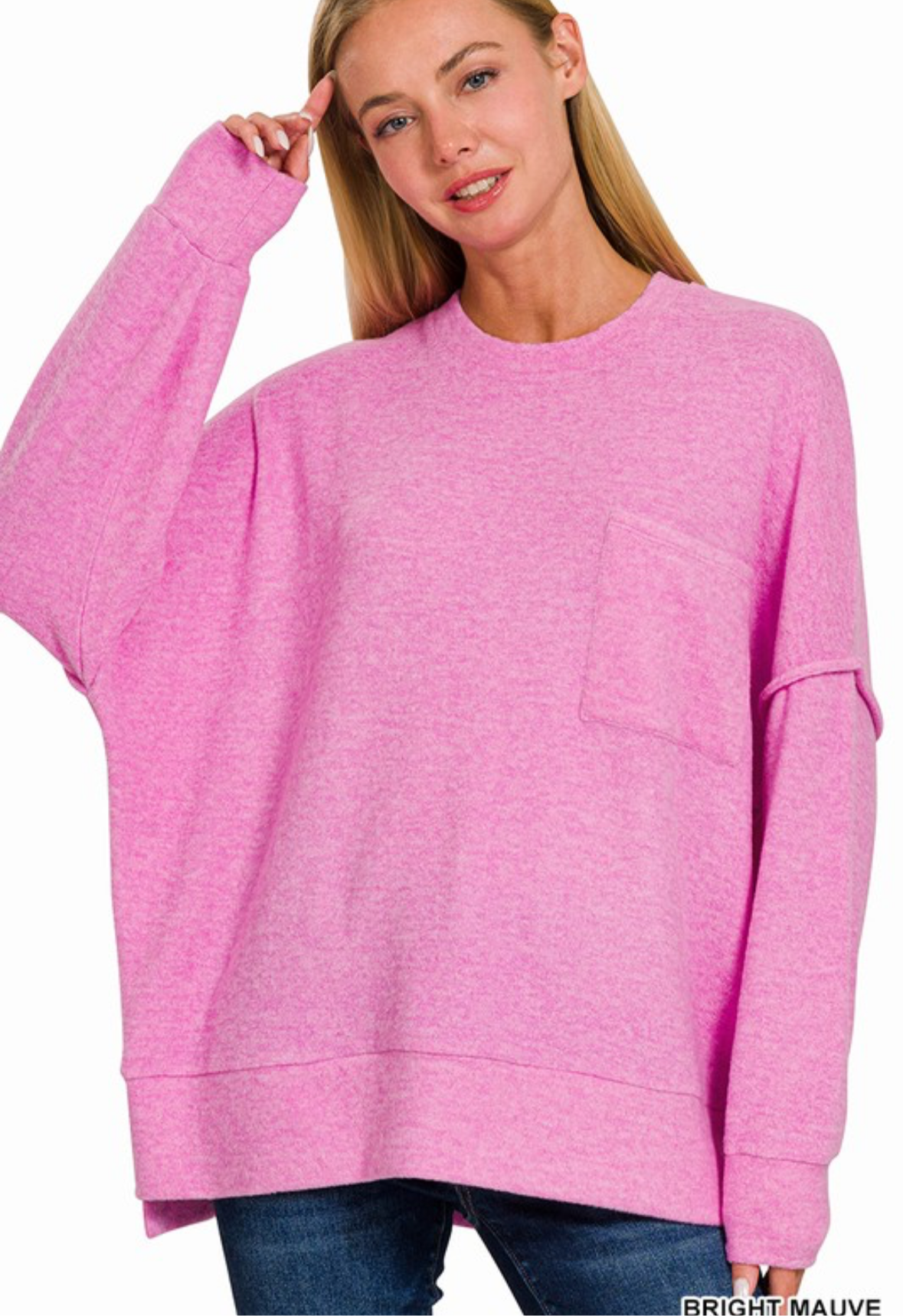 Pocket Melange Sweater Pink