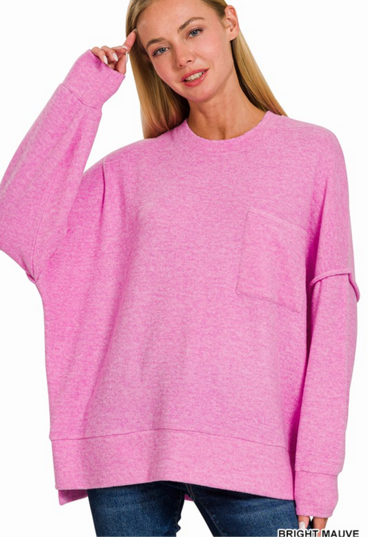 Pocket Melange Sweater Pink