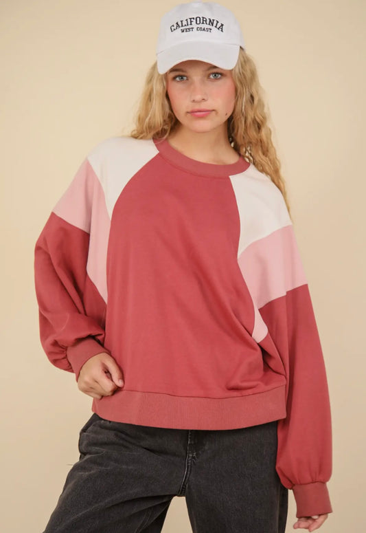 DK Pink Color-block Raglan