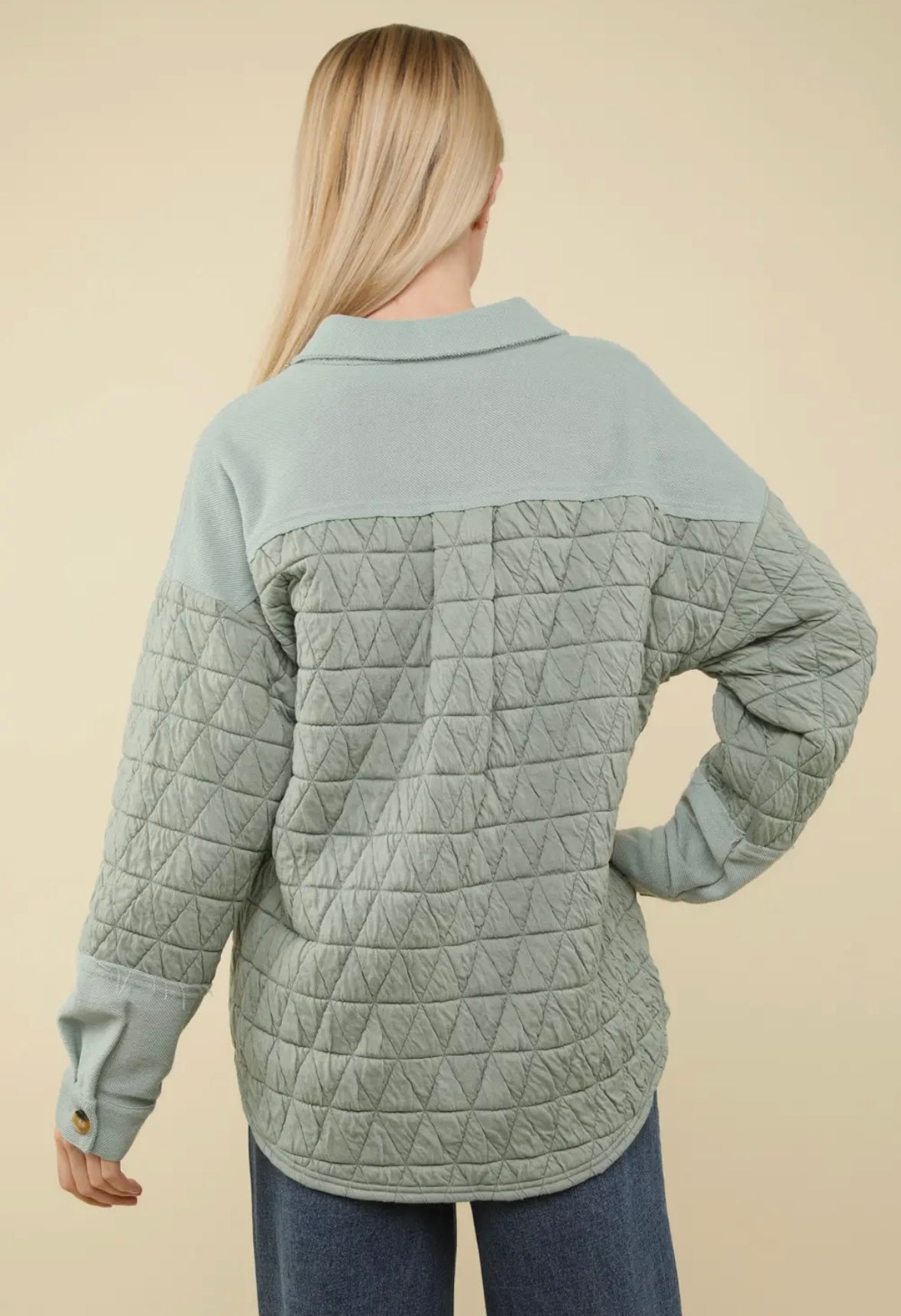 Oversized Quilted Shaket Green