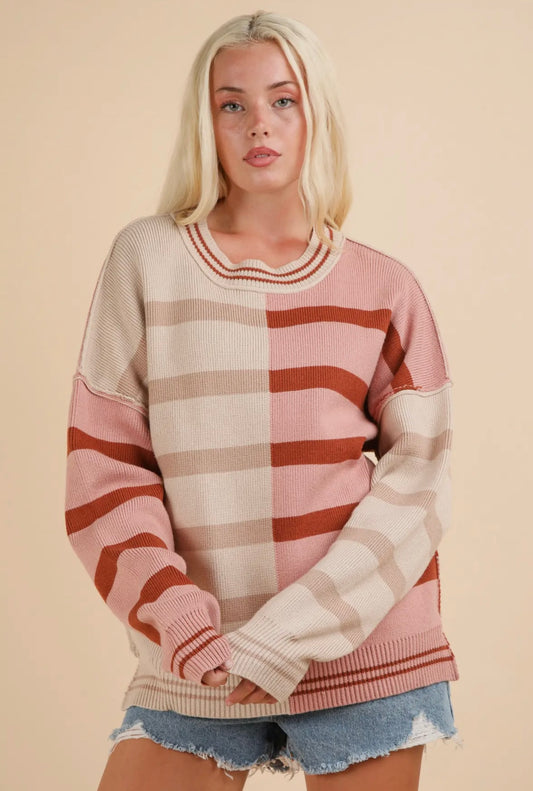 Color Block Red Sweater