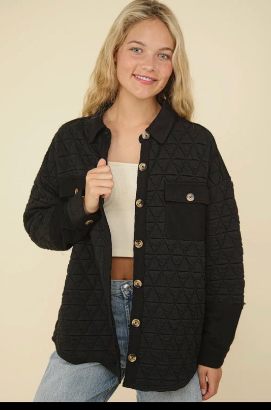 Oversized Quilted Shaket Black