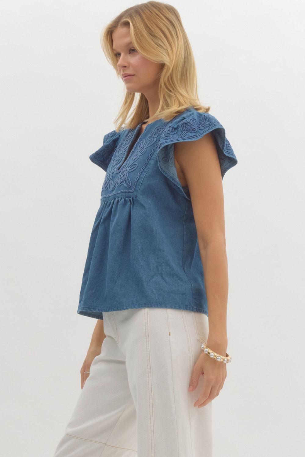 Embroidered Jean Top